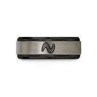 best presents for him – black & grey tungsten sinewave mesh wedding band