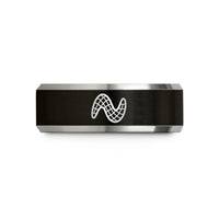 unique presents for guys – black & gray tungsten sinewave mesh wedding band