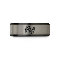 unique presents for guys – black & grey tungsten sinewave mesh wedding band