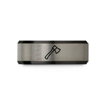 creative presents for woman – black & grey tungsten axe wedding band