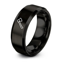 unique presents for spouse – black tungsten axe ring