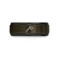 unique presents for spouse – gunmetal & black tungsten axe wedding band