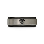 unique anniversary presents – black & gray tungsten diamond grid wedding band
