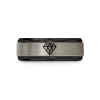 unique anniversary presents – black & gray tungsten diamond grid wedding band