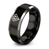 unique anniversary presents – black & grey tungsten diamond grid ring