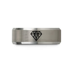 unique anniversary presents – black & silver tungsten diamond grid wedding band