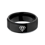 special present for her – black tungsten diamond grid wedding band