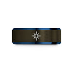best rings for her – gunmetal & blue tungsten north star polaris wedding band