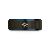 best rings for her – gunmetal & blue tungsten north star polaris wedding band