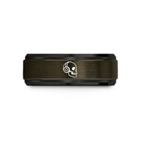 special present for her – gunmetal & black tungsten skull headphones wedding band