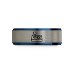 anniversary presents for couples – black & blue & grey tungsten arcade joystick wedding band