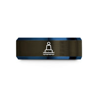 unique presents for wife – gunmetal & blue tungsten buoy wedding band