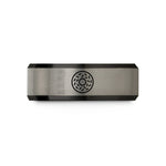 personalized rings for her – black & grey tungsten donut sprinkles pattern wedding band