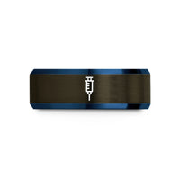 unique presents for spouse – gunmetal & blue tungsten syringe wedding band