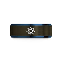 best presents for her – gunmetal & blue tungsten 7 point star wedding band