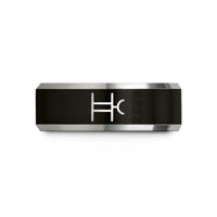 unique presents for her – black & gray tungsten ladder logic wedding band