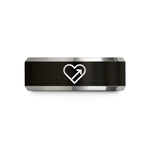 best presents for wife – black & gray tungsten progress heart wedding band