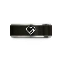 best presents for wife – black & gray tungsten progress heart wedding band