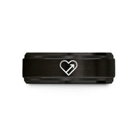 special present for her – black & rose gold tungsten progress heart wedding band