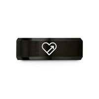 special present for her – black & rose gold tungsten progress heart wedding band