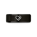 unique birthday presents her – black tungsten progress heart wedding band