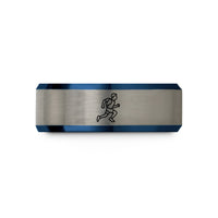 best present for girlfriend – blue & grey tungsten trail runner wedding band