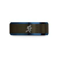 unique birthday present ideas – gunmetal & blue tungsten trail runner wedding band