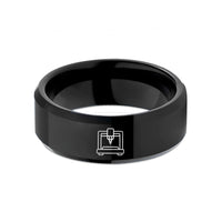 unique presents for her – black tungsten cnc router wedding band