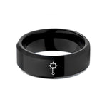 stylish rings for her – black tungsten mace wedding band