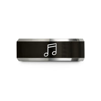 best presents for mom – black & gray tungsten beamed eighth notes wedding band