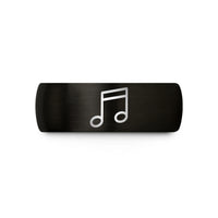 thoughtful presents for her – black & rose gold tungsten beamed eighth notes wedding band