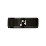 thoughtful presents for her – black & rose gold tungsten beamed eighth notes wedding band