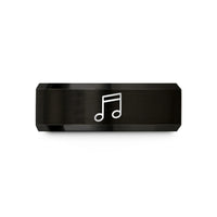 thoughtful presents for her – black & rose gold tungsten beamed eighth notes wedding band