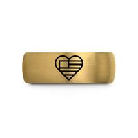 thoughtful presents for her – gold & grey tungsten flag heart wedding band