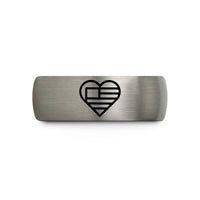 special presents for ladies – rose gold & grey tungsten flag heart wedding band