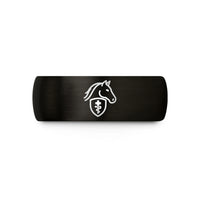 unique presents for her – black & gold tungsten horse symbol wedding band