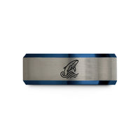 special presents for ladies – black & blue & silver tungsten humpback wave wedding band
