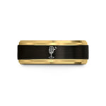 best rings for her – black & gold tungsten microphone note wedding band