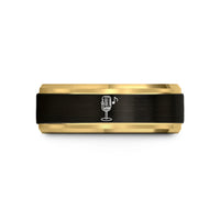 best rings for her – black & gold tungsten microphone note wedding band