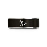 thoughtful presents for her – black & grey tungsten raven flight wedding band