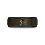 special presents for ladies – gunmetal & black tungsten raven flight wedding band