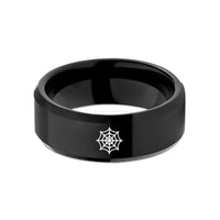 unique presents for mom – black tungsten spider web wedding band