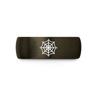 unique presents for mom – gunmetal & black tungsten spider web wedding band