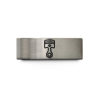 presents for lady friend – grey tungsten piston wedding band
