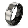 Fire Extinguisher – Tungsten Wedding Band, 8 mm, Black, Silver Comfort-Fit Unisex
