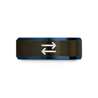 best presents for parents – gunmetal & blue tungsten equilibrium arrows wedding band
