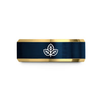 unique birthday present ideas – gold & blue tungsten mint leaves wedding band