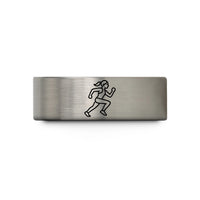 birthday presents for her – gray tungsten female runner sprinting wedding band