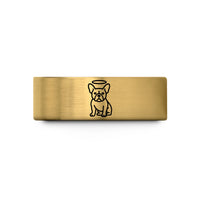 unique rings for her – gold tungsten french bulldog halo wedding band