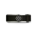 special birthday presents wife – black & silver tungsten honeycomb grid hexagons wedding band